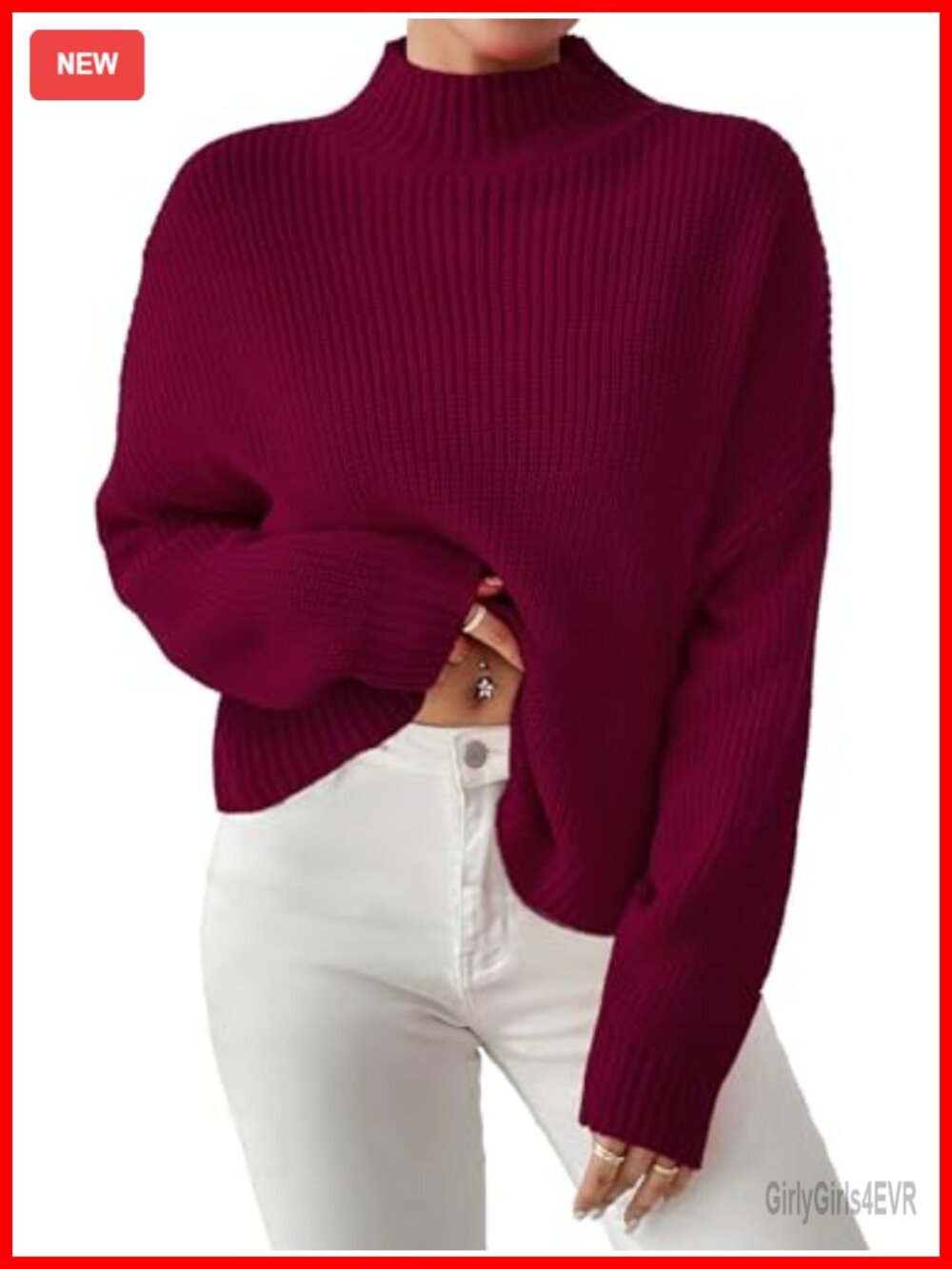 Women's Cropped Mock Neck Sweater Ribbed Knit Pullover Fall Lightweight Loose